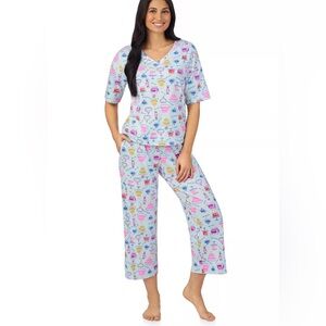 Cuddl Duds short sleeve capri pajamas set small NWT
